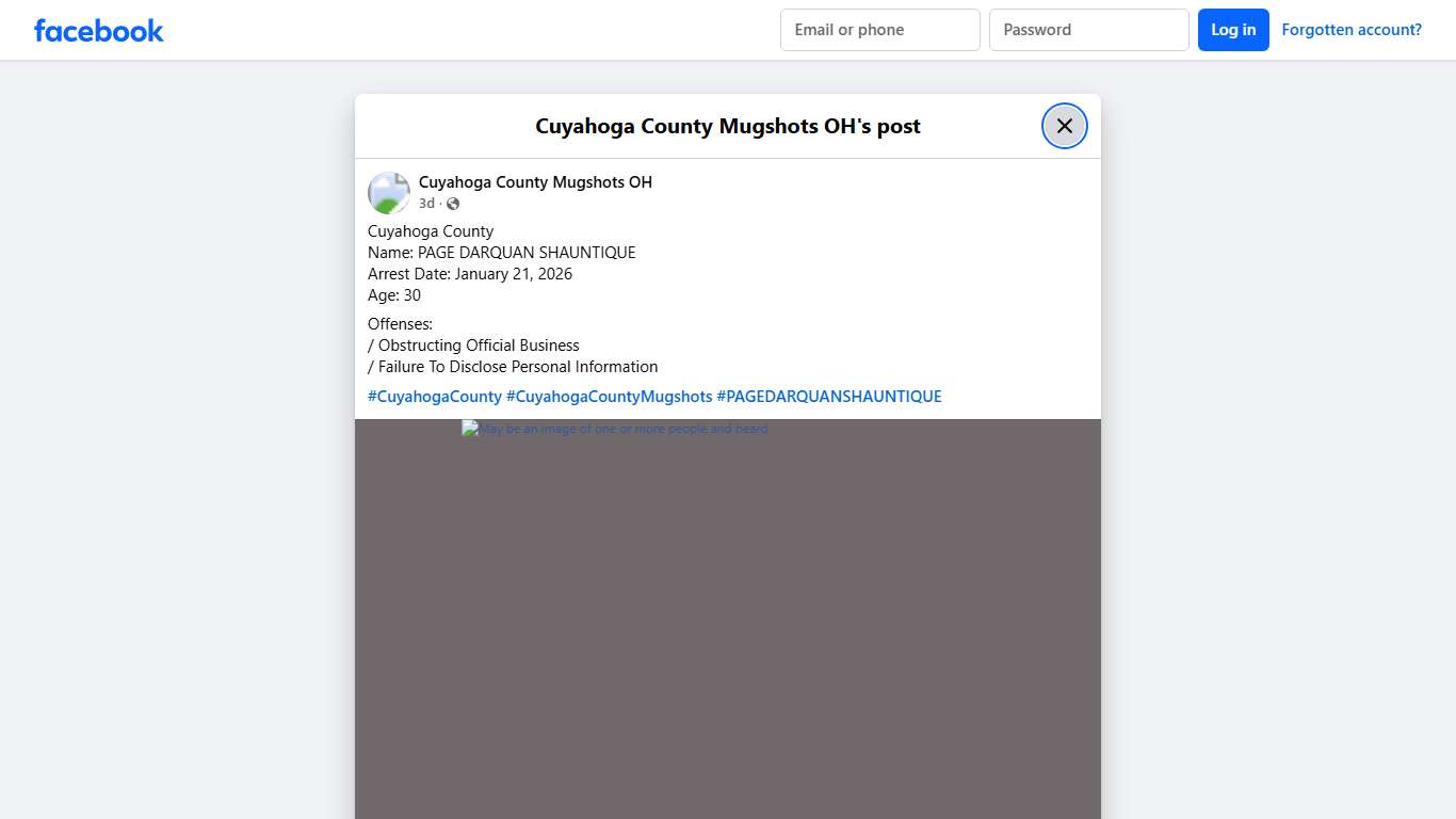 Cuyahoga County Name: PAGE... - Cuyahoga County Mugshots OH Facebook