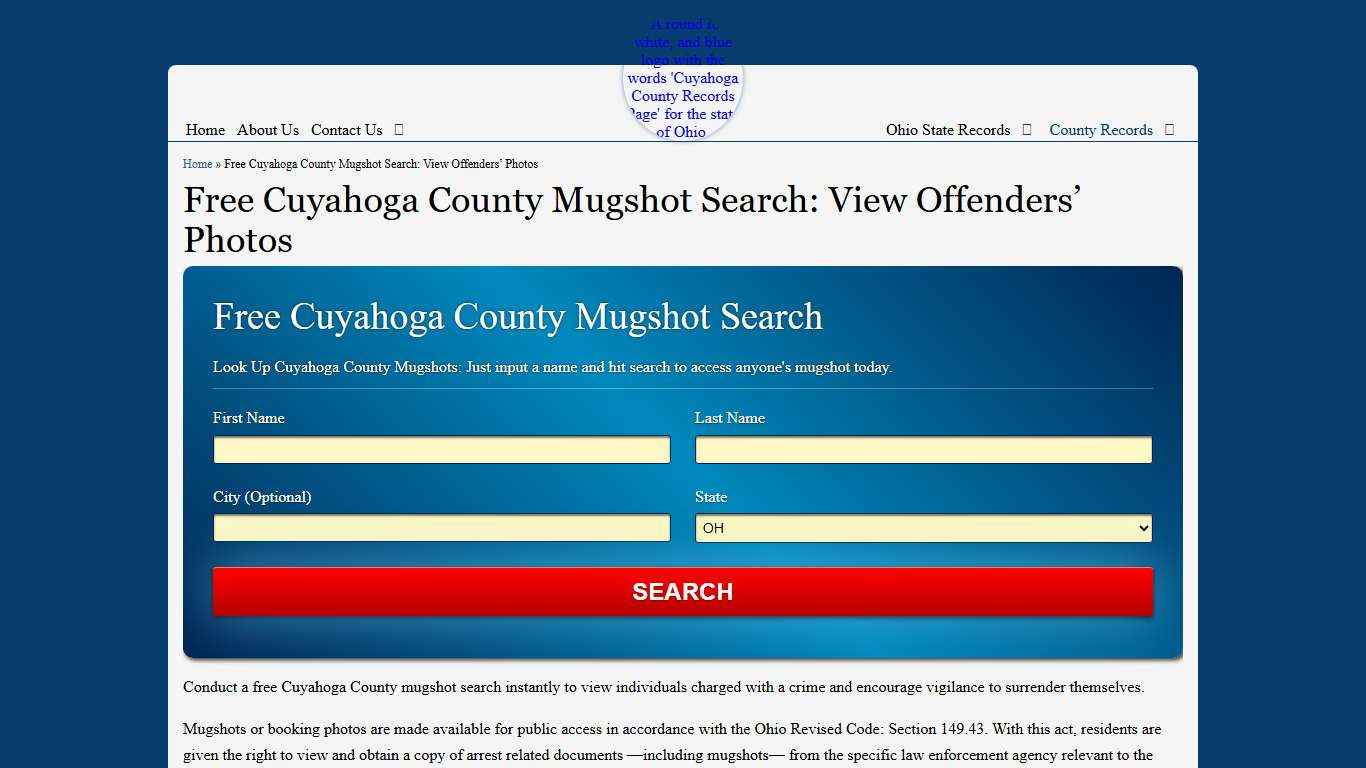 Free Cuyahoga County Mugshot Search: View Offenders’ Photos